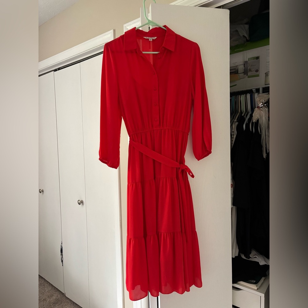 Elegant Red Midi Dress